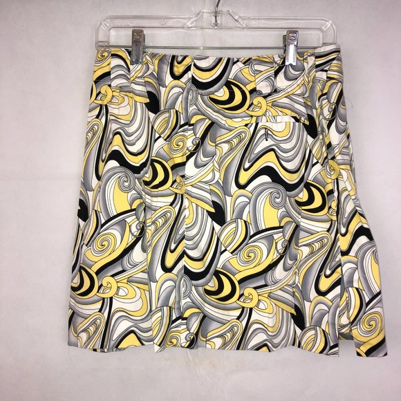 Sport Haley Yellow/Black/White Printed Skort Size 4 - Picture 2 of 5